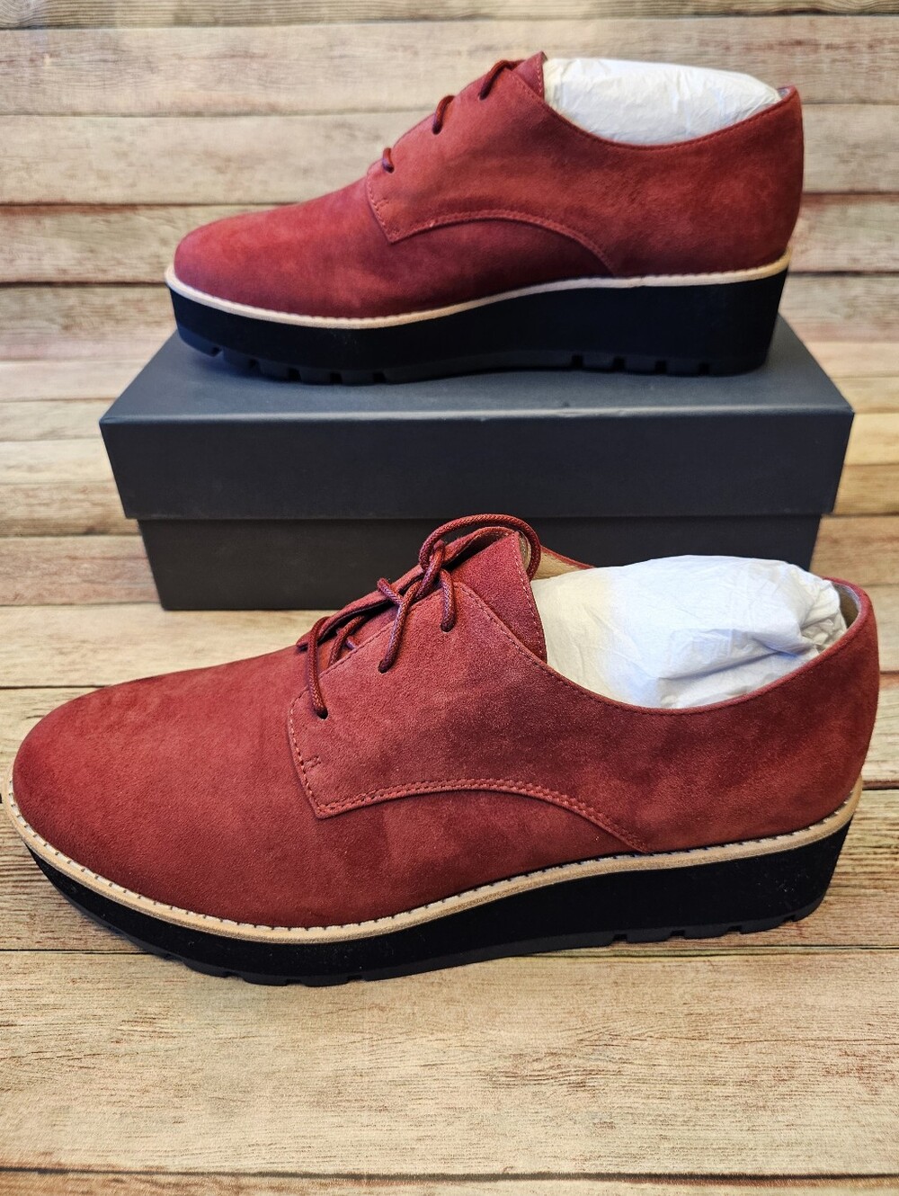 Eileen Fisher Eddy Wine Suede Platform Oxford